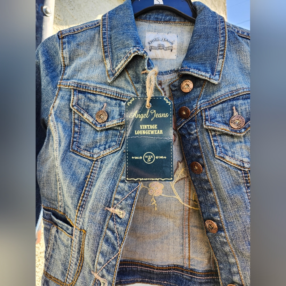 Angel Jeans Vintage Denim Jacket For Little Girls Available In Size S, M, L